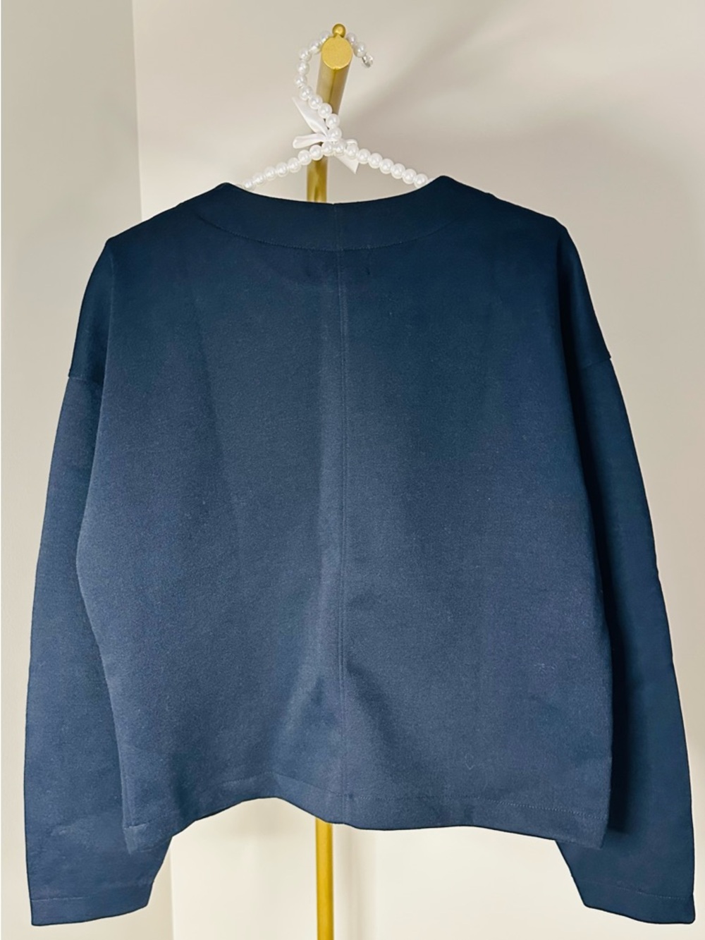 NWOT! Banana Republic Navy Dolman Viscose Blend Crewneck Sweatshirt - Picture 2 of 4